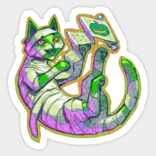 Halloween Mummy Cat Zombie Sticker